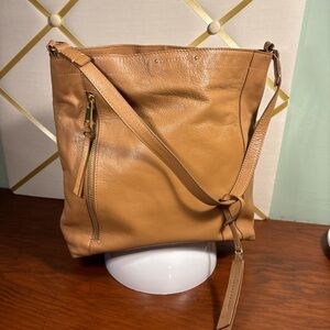 Lucky Brand camel brown Leather Shoulder hobo Bag excellent condition